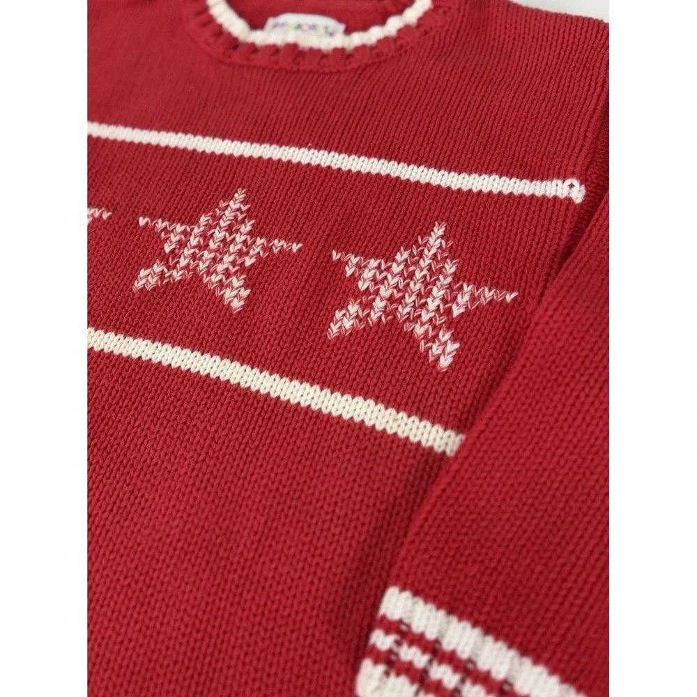 Vintage Gymboree Star Nautical Christmas Holiday Sweater Red Knit Kids Size L